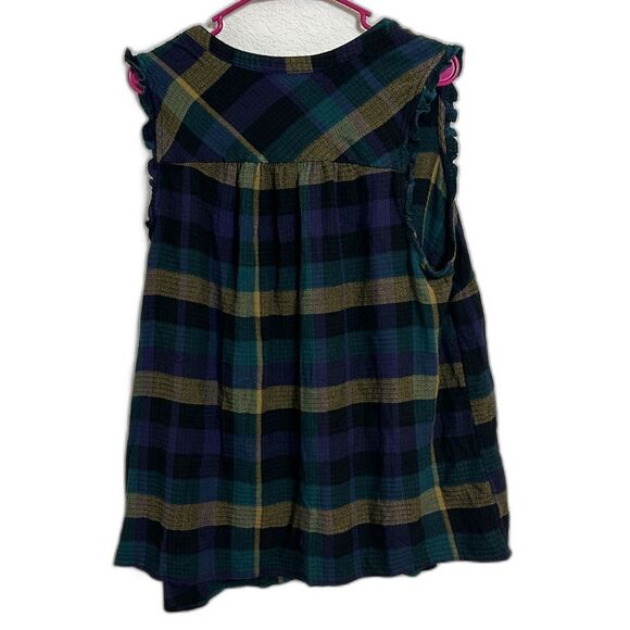 Torrid sleeveless ruffle sleeve plaid button down top EUC size 1X 24B - Picture 6 of 6